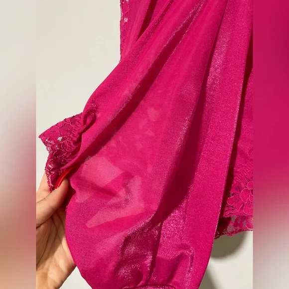 Vintage Victoria’s Secret Gold Label Hot Pink Floral Lace Bodysuit